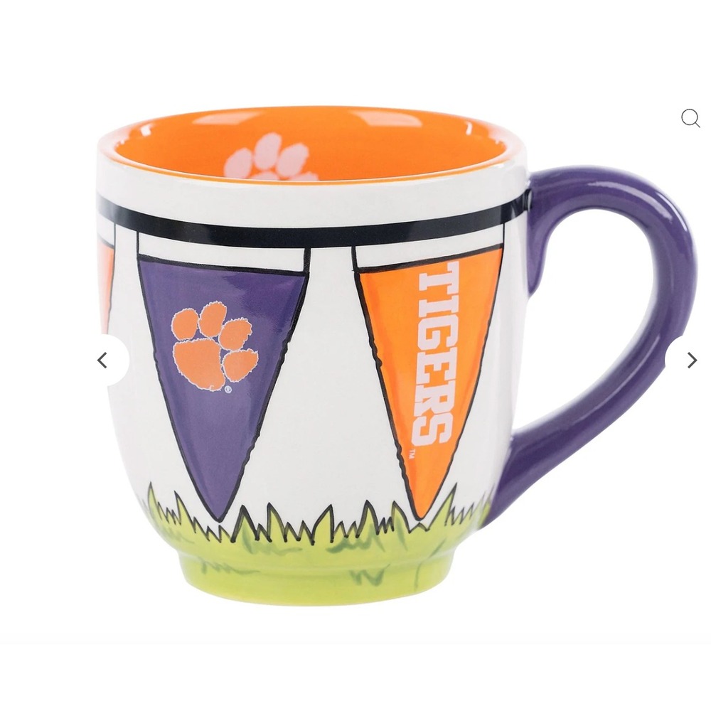 Glory Haus Clemson Tigers Pennant Banner Ceramic Coffee Mug Orange Purple NEW